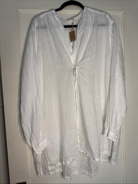 NWT: CP Shades White Linen Tie-Front Tunic